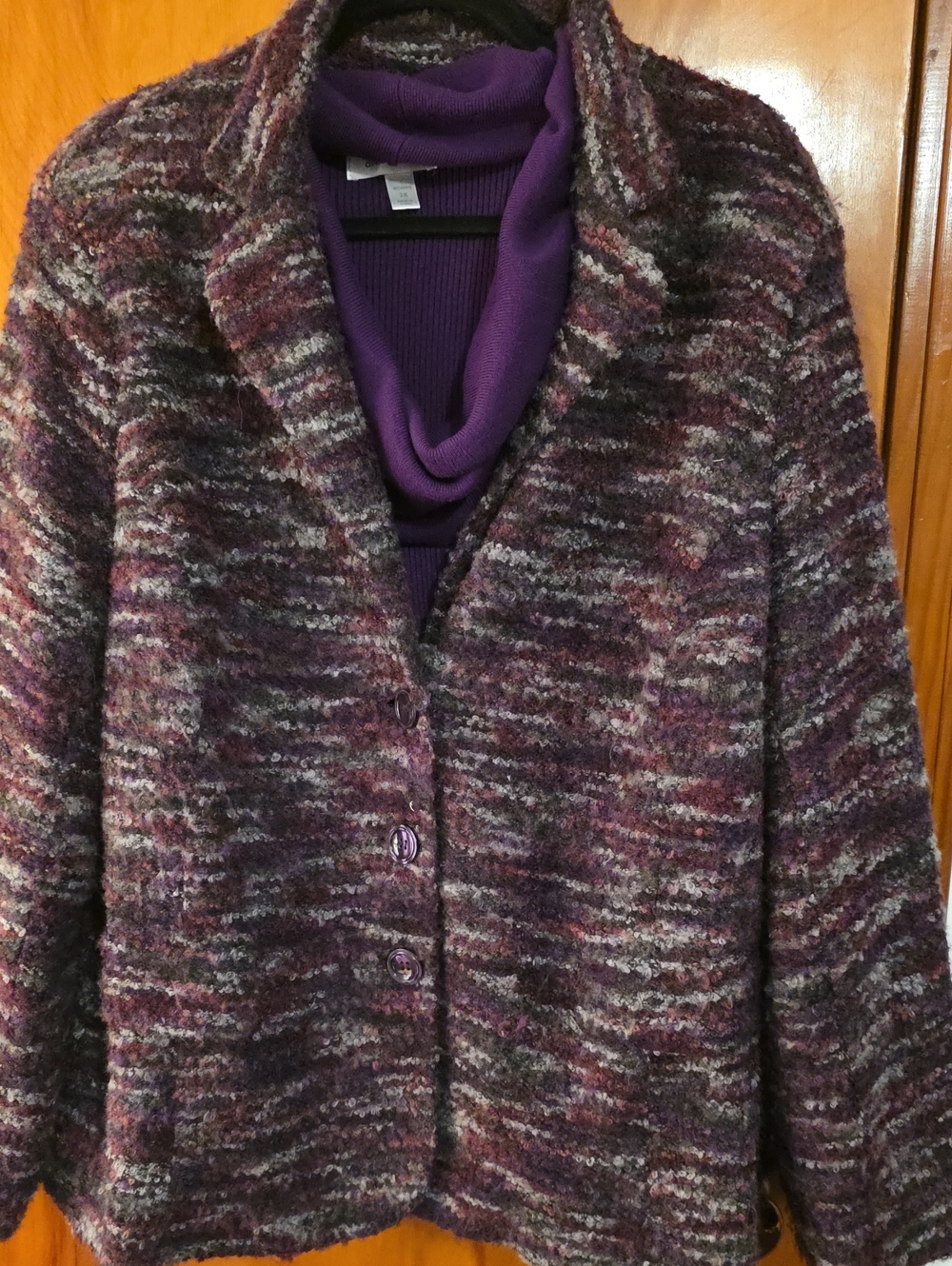 dressbarn Deep Purple Sleeveless Cowl Neck Sweater